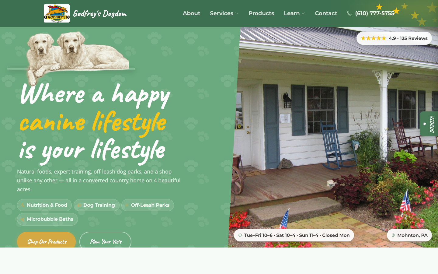 Screenshot of Godfrey's Welcome to Dogdom website
